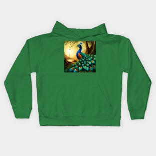 Peacock in a Nature Landscape Kids Hoodie